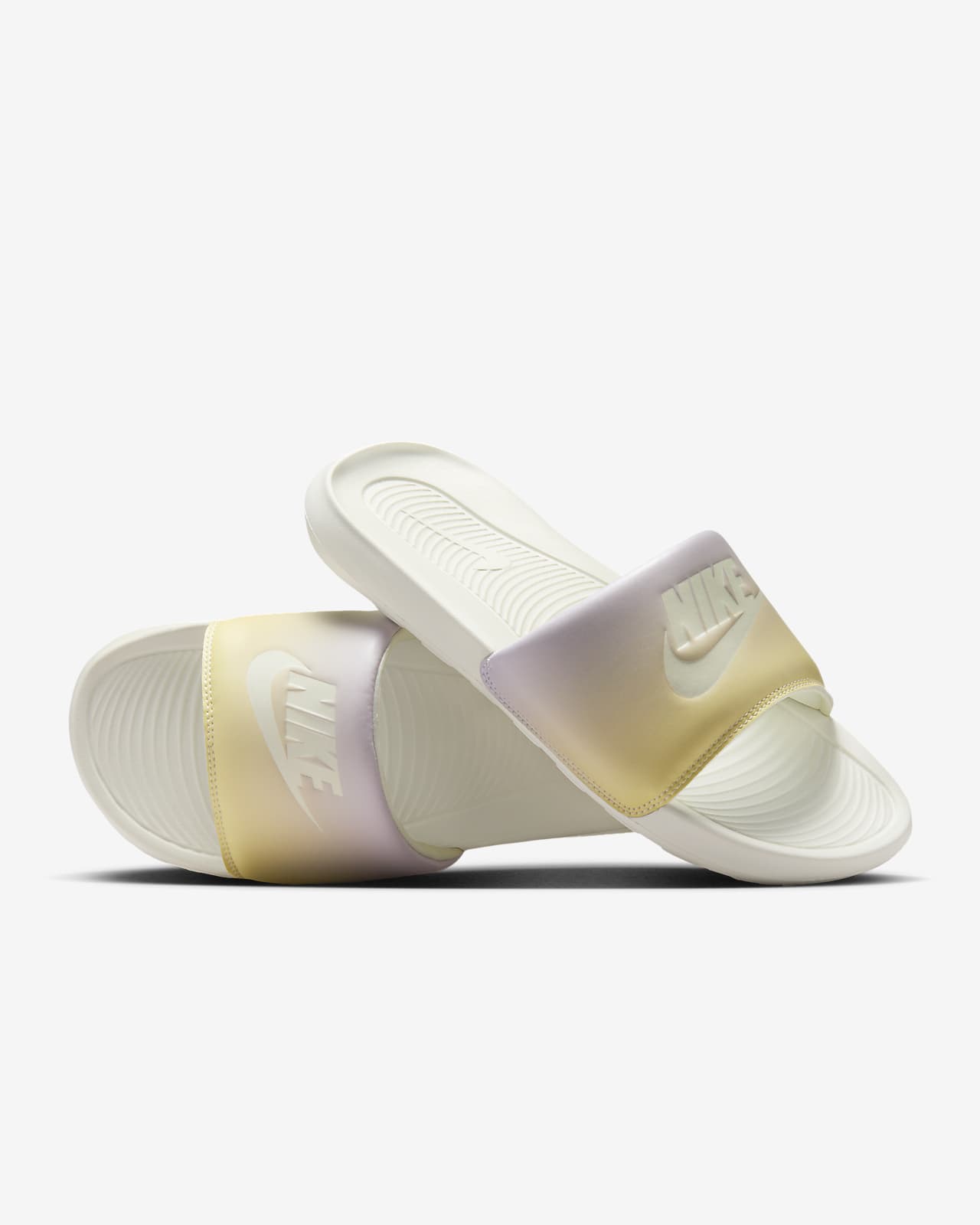 Nike Benassi Slides Sandals Flip Flop Swoosh Black White Women's US Size 9