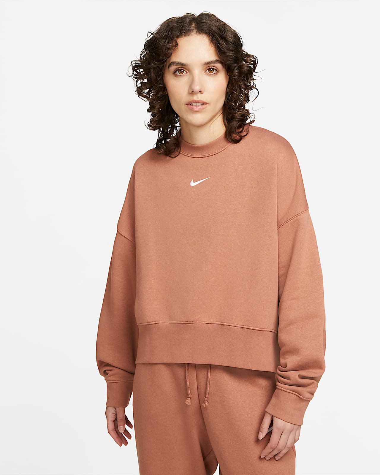Sudadera de cuello redondo de tejido Fleece oversized para mujer Nike  Sportswear Collection Essentials. Nike.com