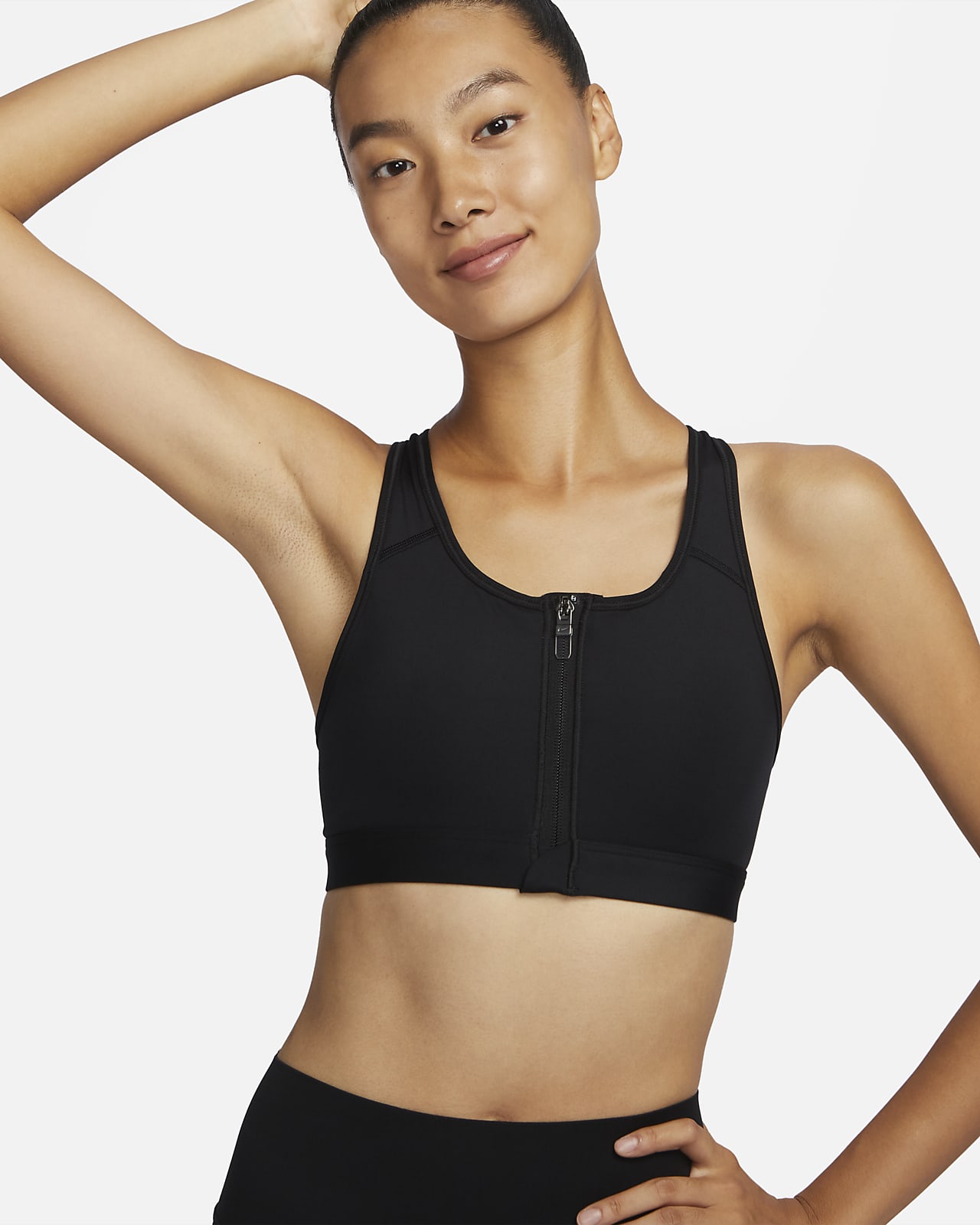 Nike Black Small Womens Zip-Up Front Sports Bra Vintage Compression
