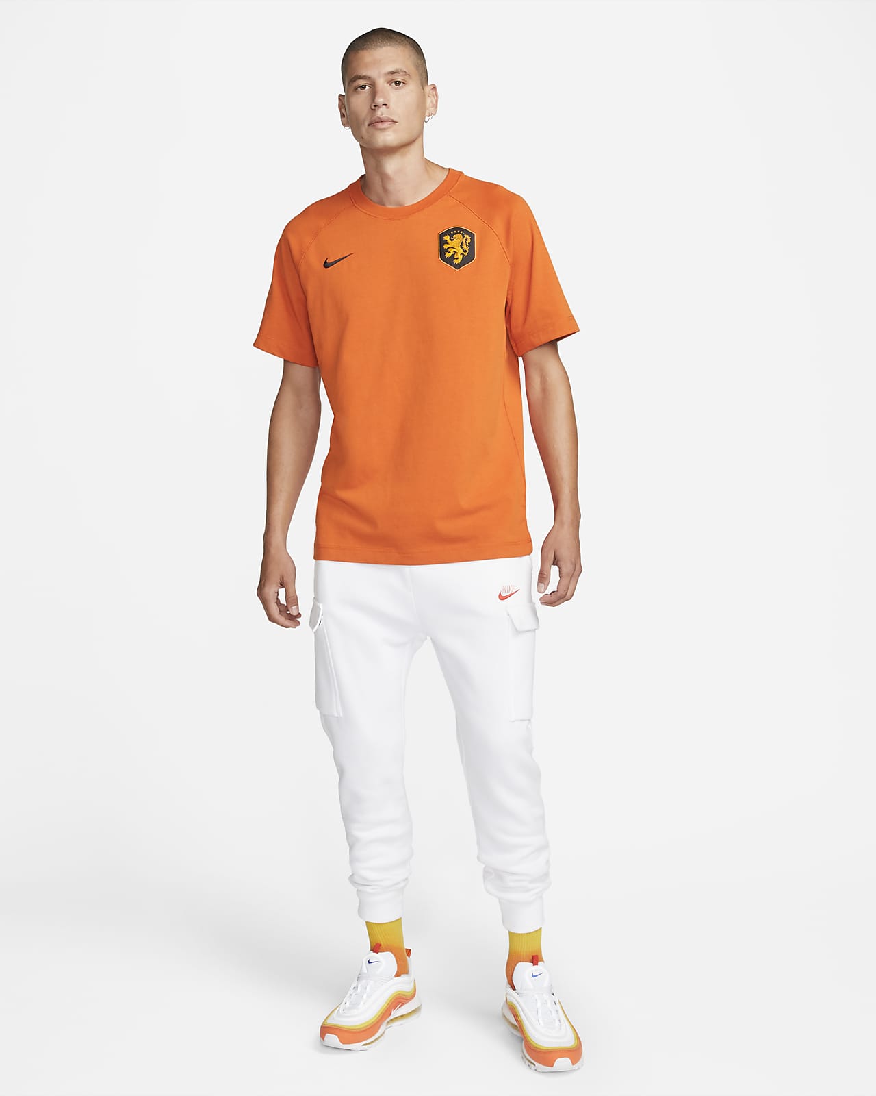 Netherlands KNVB Soccer Nike Slim Fit T Shirt - Size Large - Orange