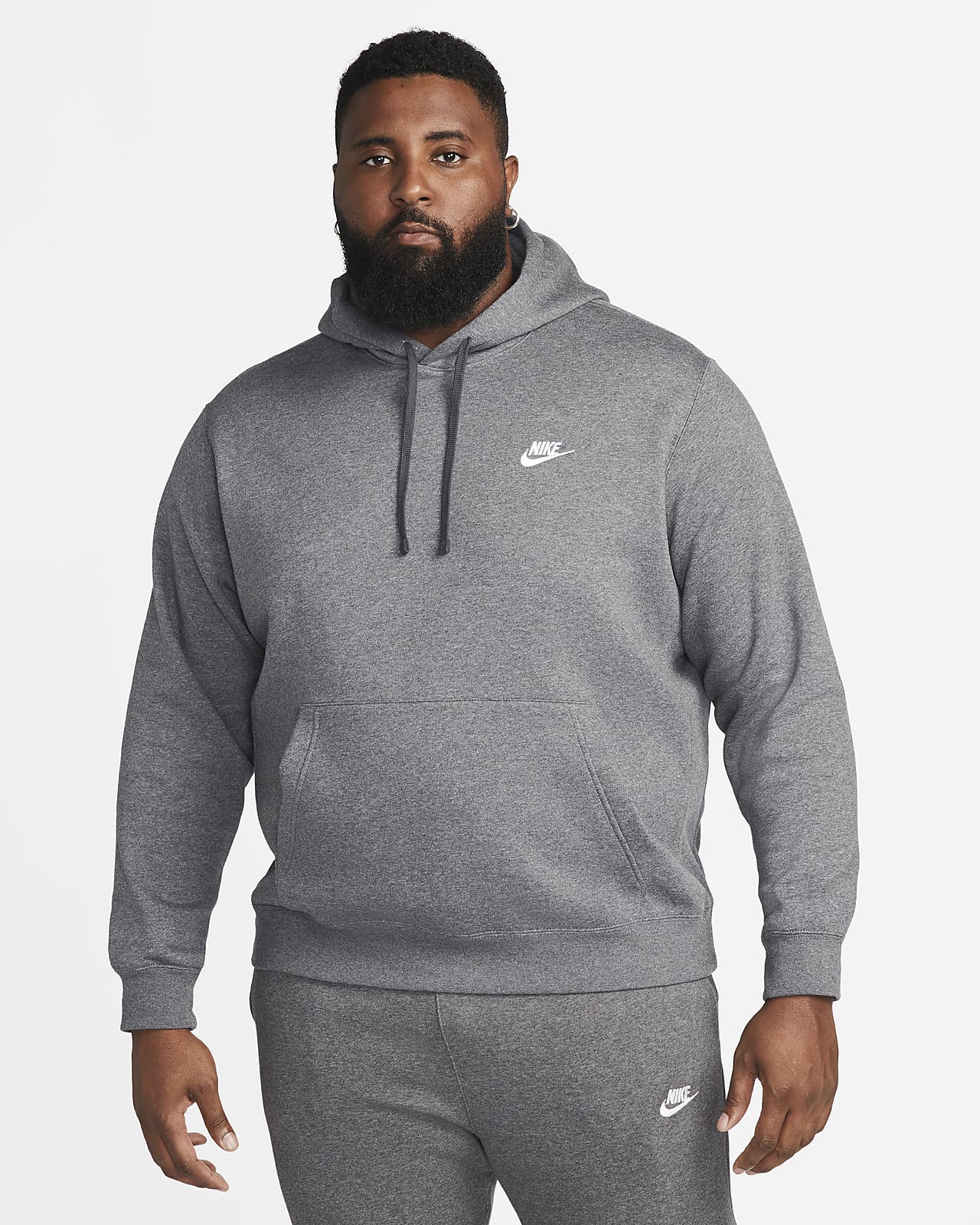 nike club overhead hoodie charcoal heather