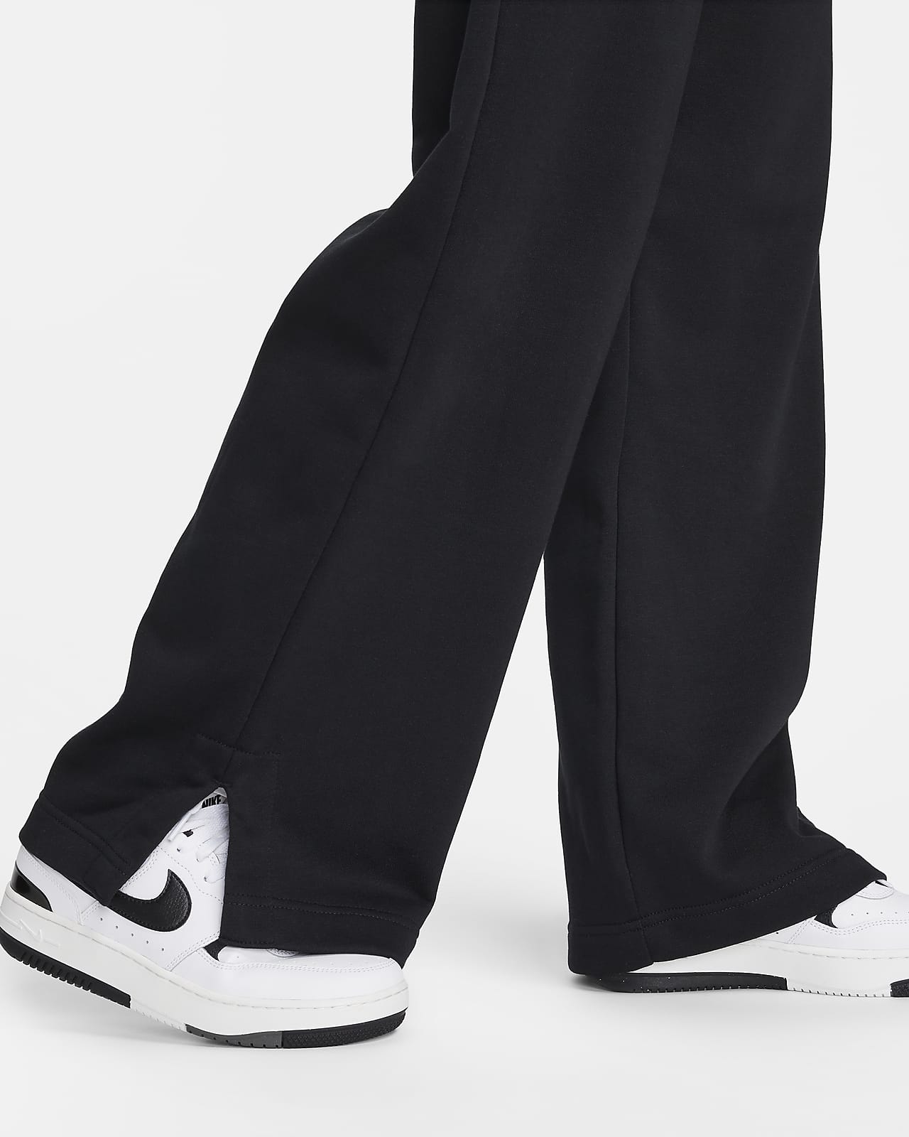 Women's High-Waisted Pants, Black, White & Wide-Leg