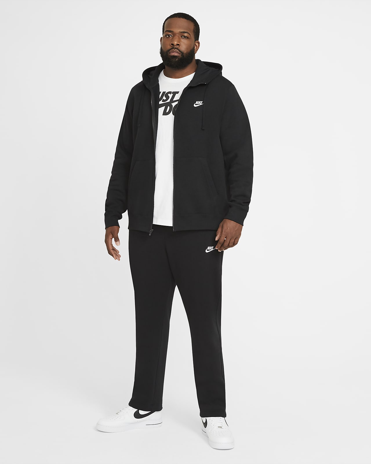  Nike Men's Sportswear Open Hem Club Pants, Black/White