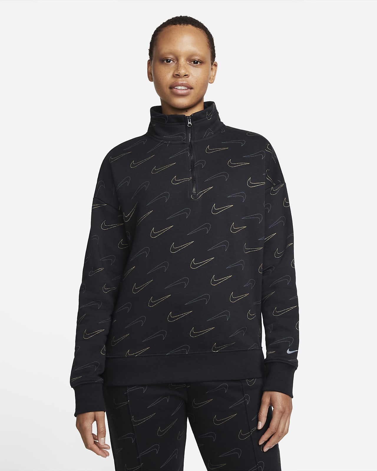 Nike Sportswear Fleece-Metallic-Pullover mit Viertelreißverschluss für Damen