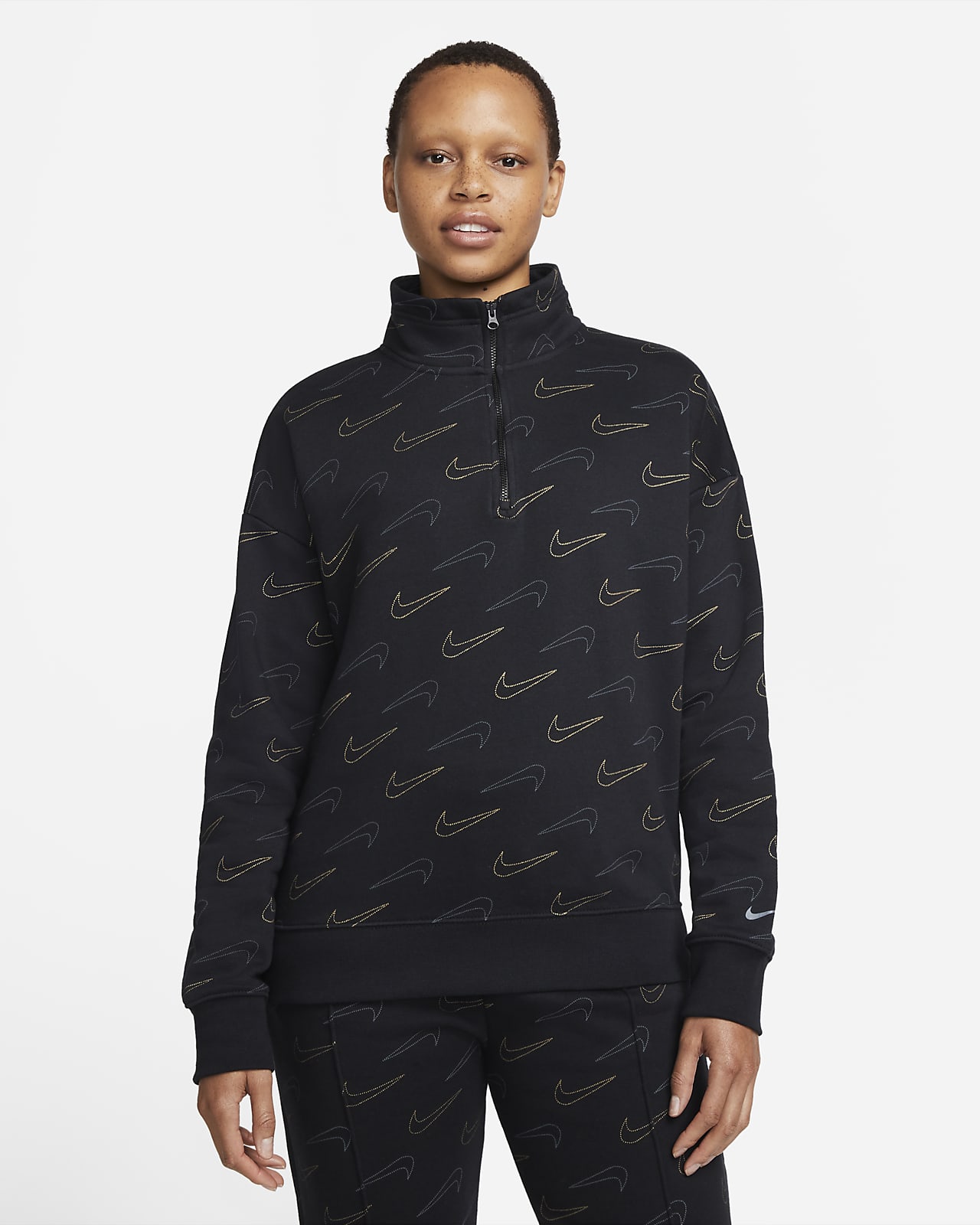 Nike Sportswear Sudadera de tejido Fleece metalizada con cremallera de 1/4  - Mujer. Nike ES