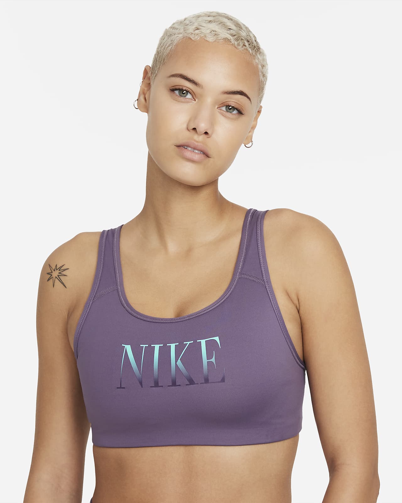 Nike Dri Fit Swoosh 女款中度支撐型單片式襯墊大u 背運動內衣 Nike Tw