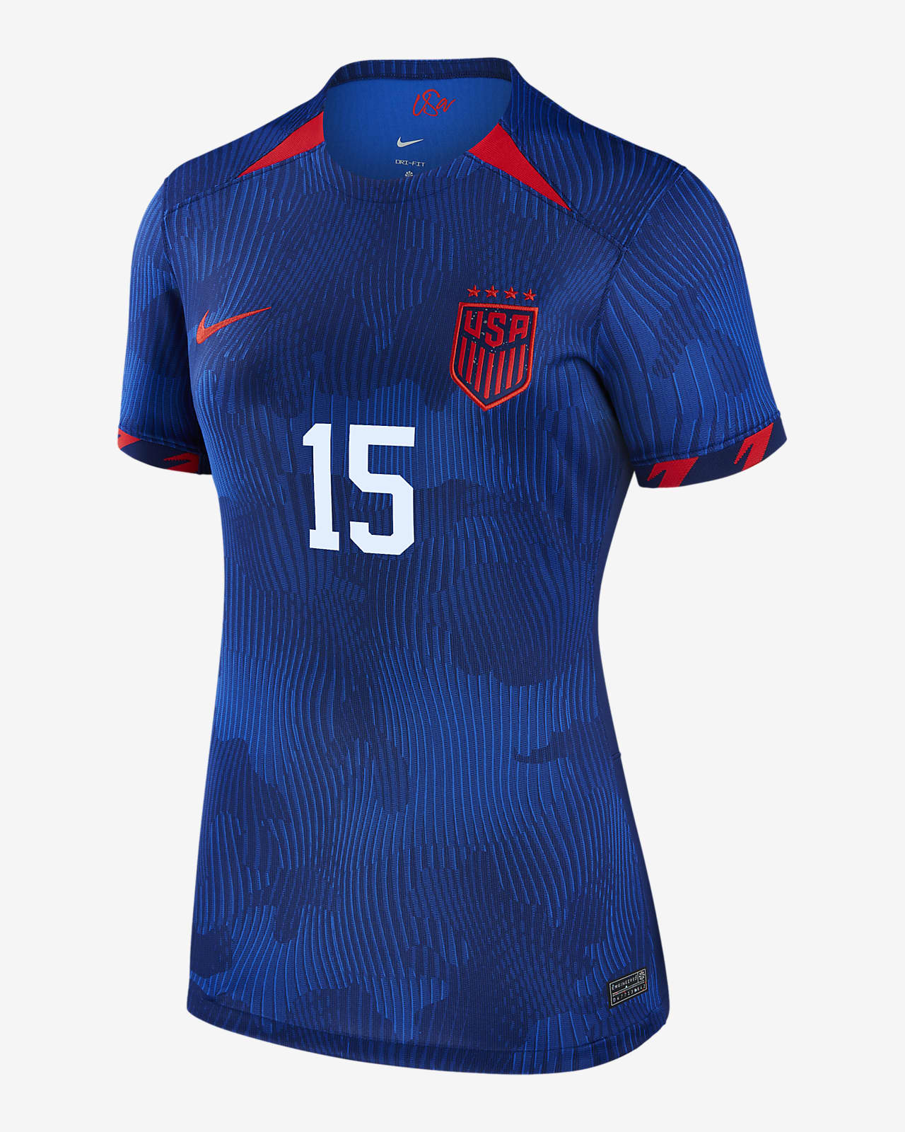 Jersey de fútbol Nike Dri-FIT de la selección nacional de fútbol femenino  de Estados Unidos (4 estrellas) visitante 2023 Stadium visitante para mujer.