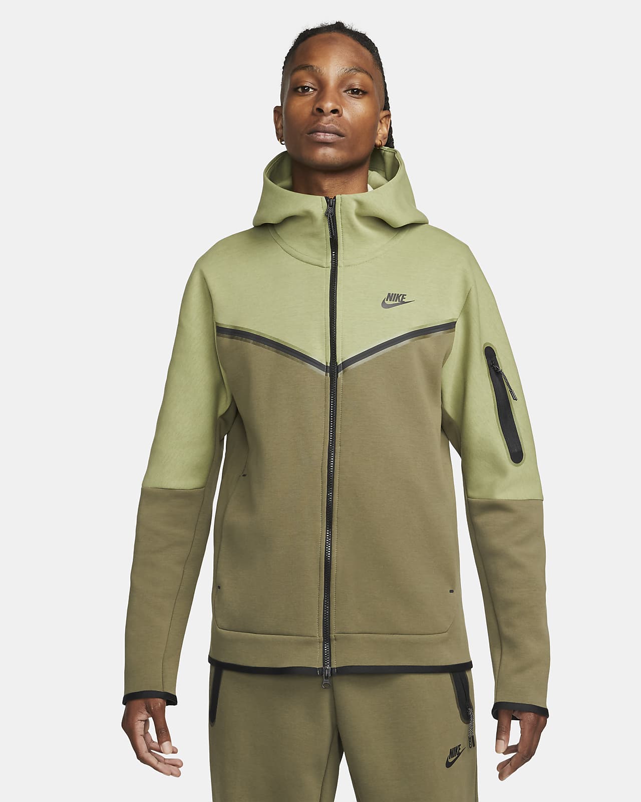 nike sportswear tech fleece olive