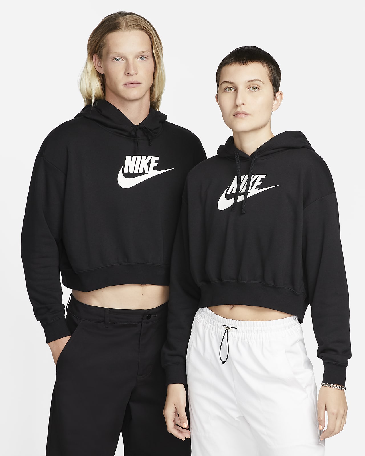 Sudadera con gorro y gráfico cropped oversized para mujer Nike Sportswear Club Fleece