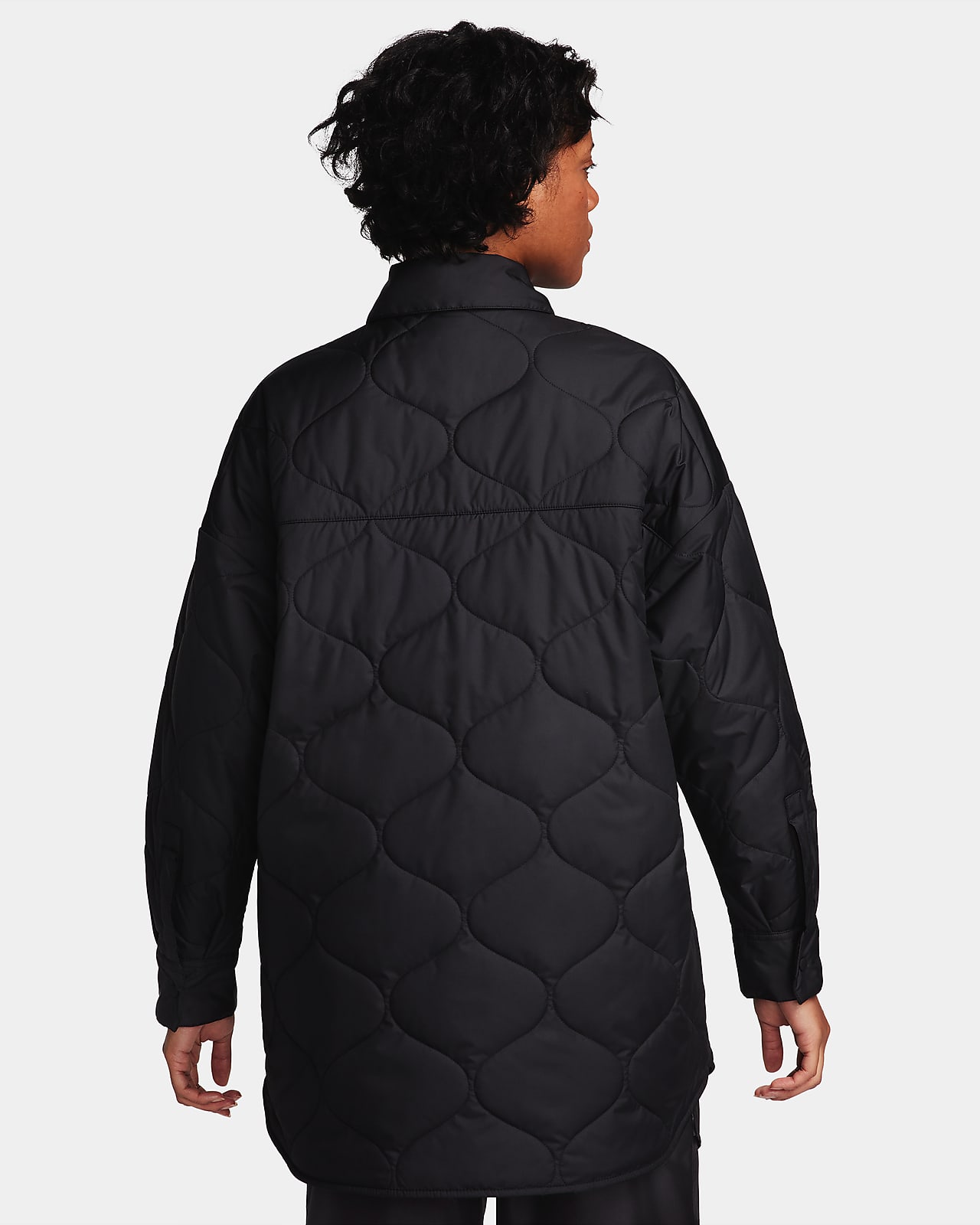 (WMNS) Nike Sportswear Essential Logo Pattern Wrinkled Woven Loose Stand  Collar Jacket Black DM6182-010