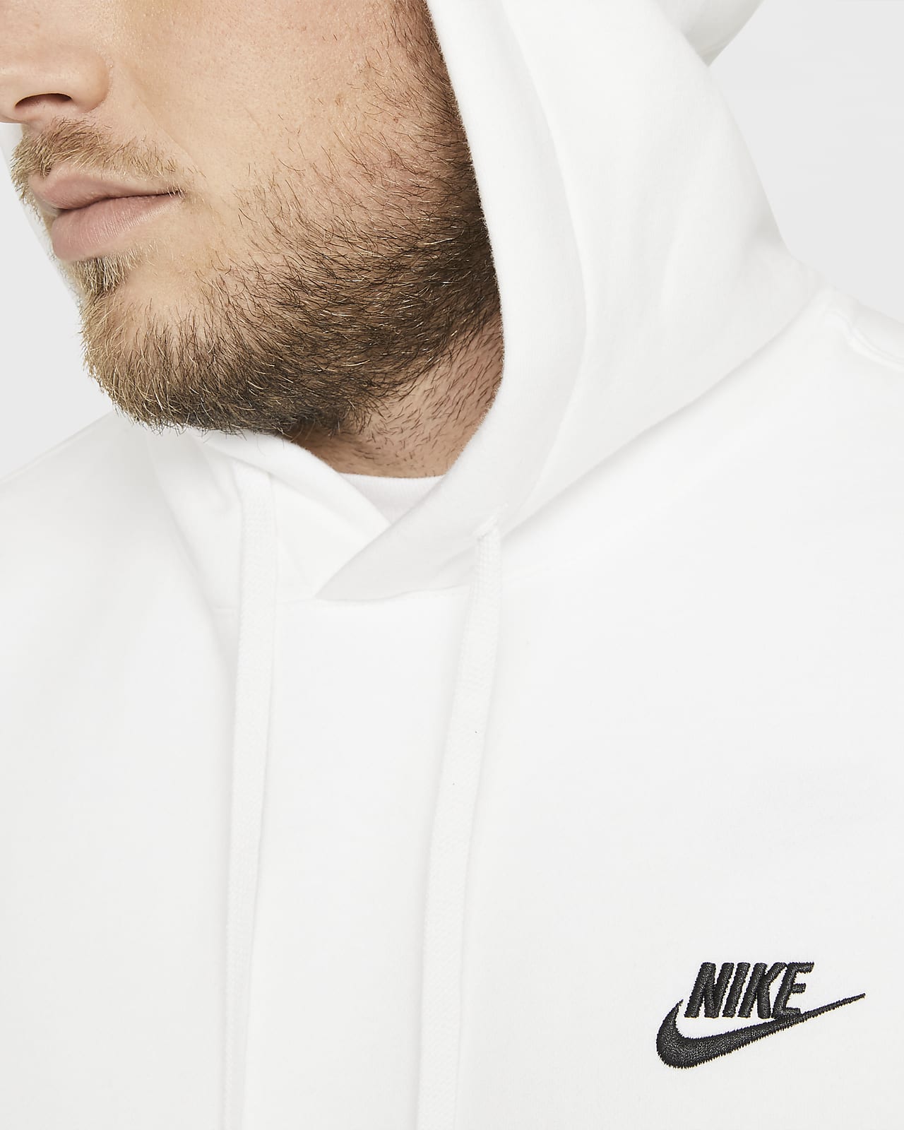 nike club fleece hoodie white