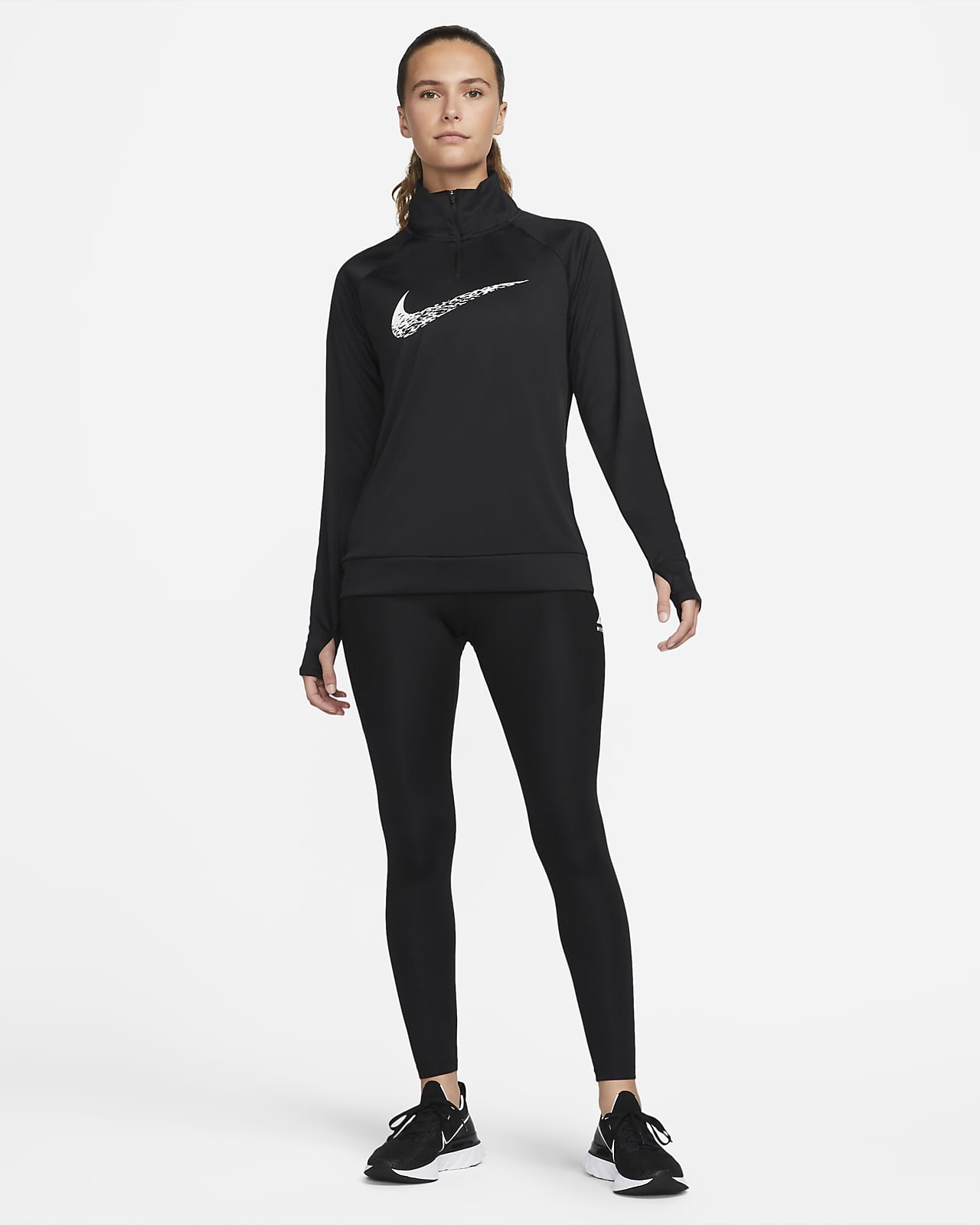 Nike Womens Dri Fit Swoosh Run Leggings - Grey