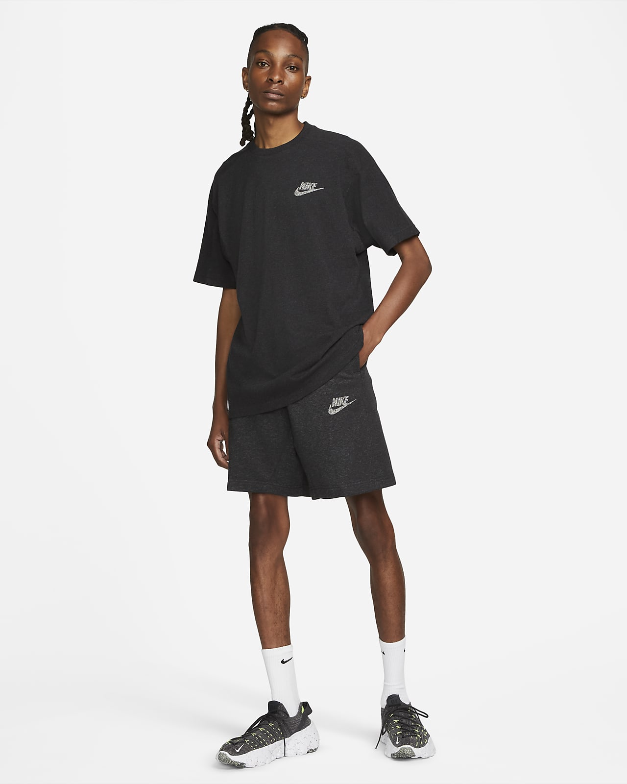 mens black nike fleece shorts