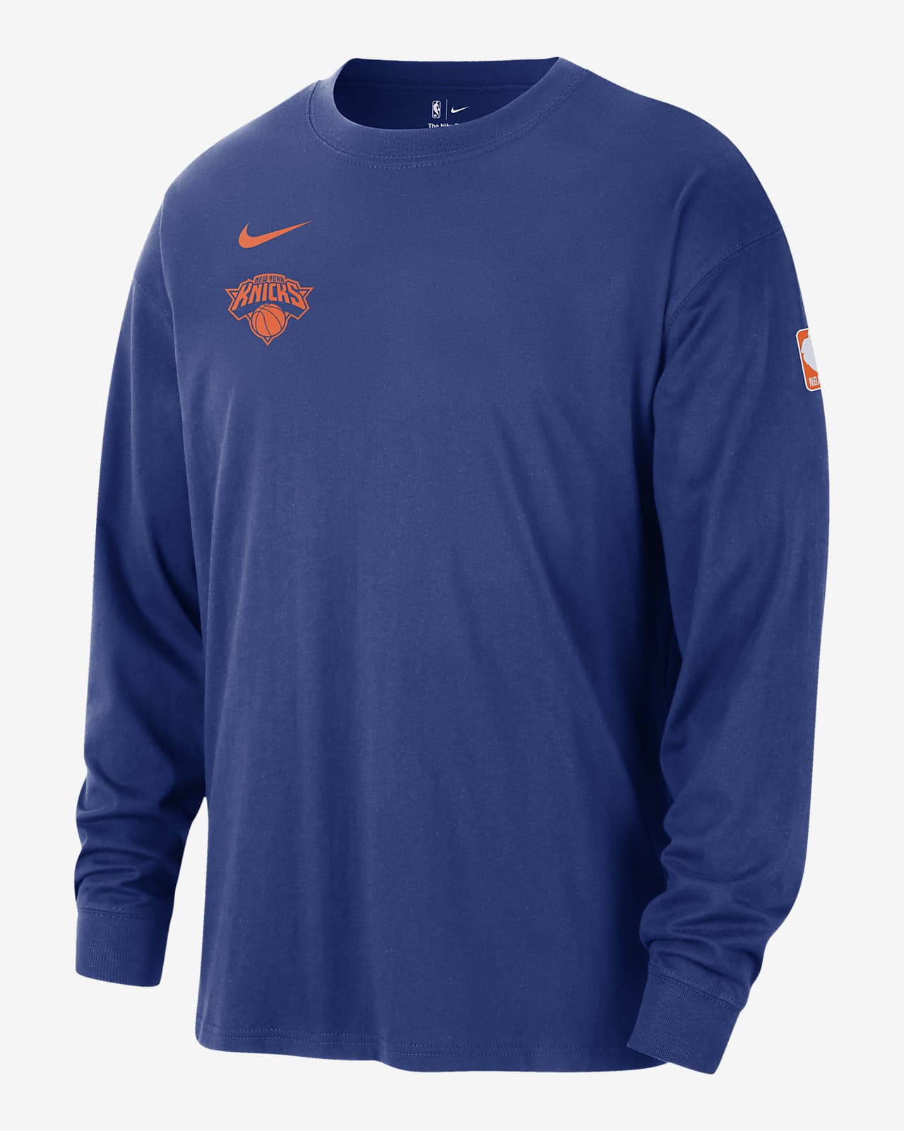 Men's New York Knicks adidas Blue On-Court Ultimate climalite Long Sleeve  T-Shirt