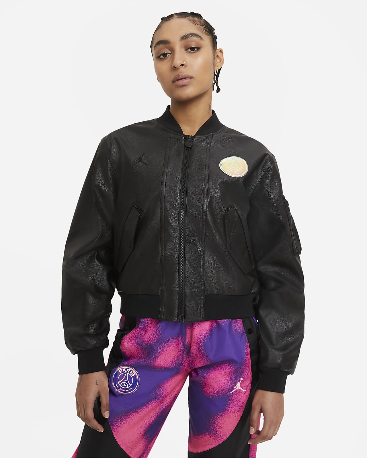Womens Zip Up Bomber Jacket Lightweight Satin Baseball Biker Jacket Coats Outwear with Pocket