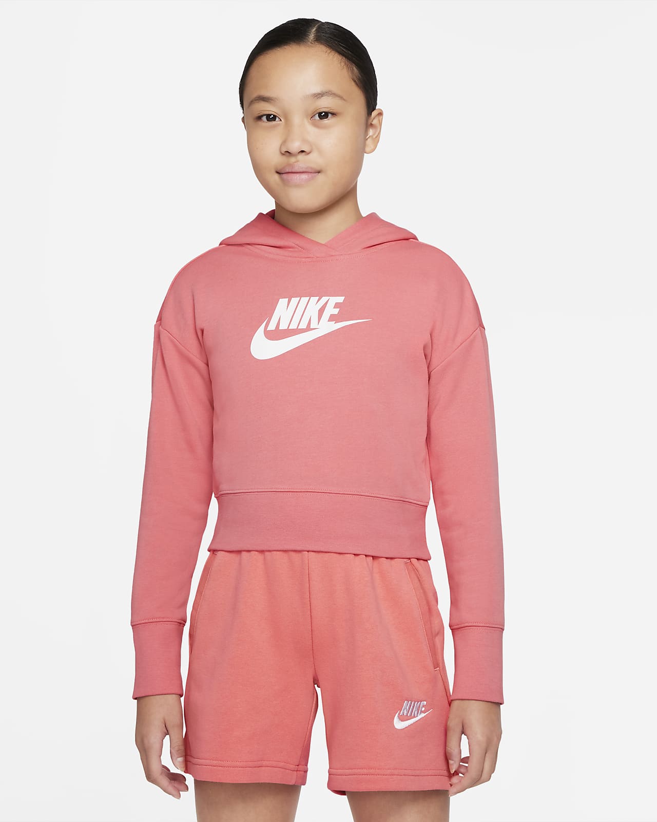 Nike Sportswear Club French Terry-Hoodie im Crop-Design für ältere Kinder (Mädchen)