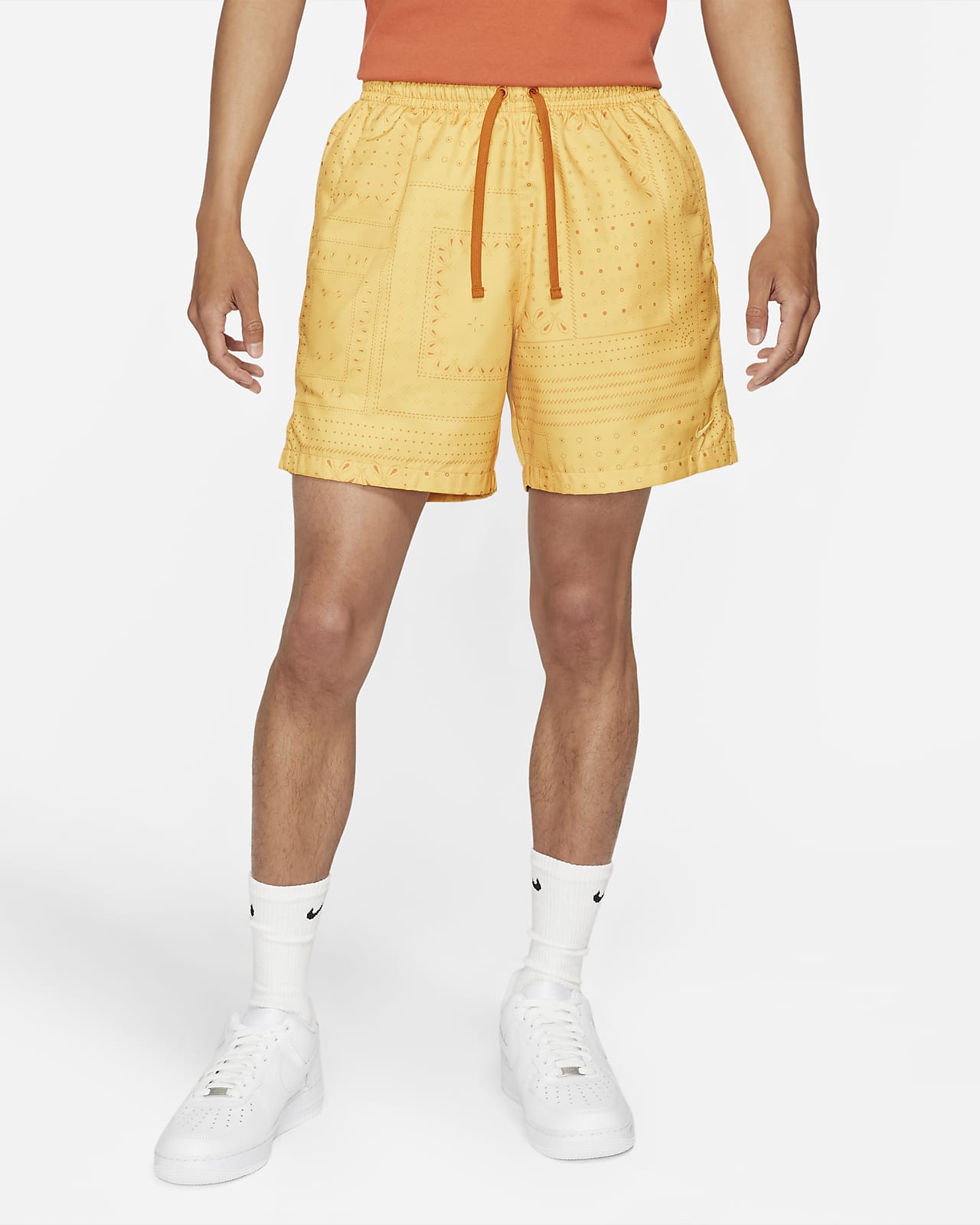 nike woven shorts orange