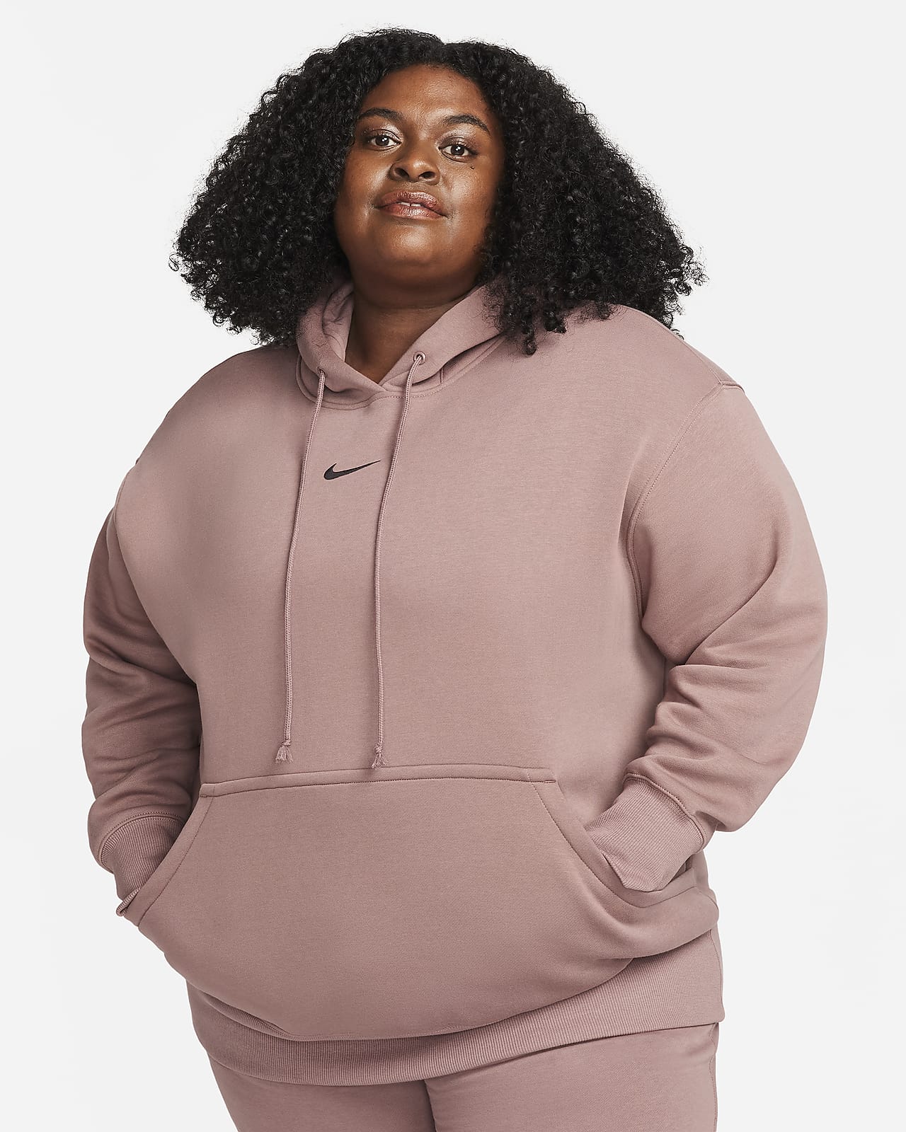 Γυναικείο φούτερ με κουκούλα σε φαρδιά γραμμή Nike Sportswear Phoenix Fleece (μεγάλα μεγέθη)