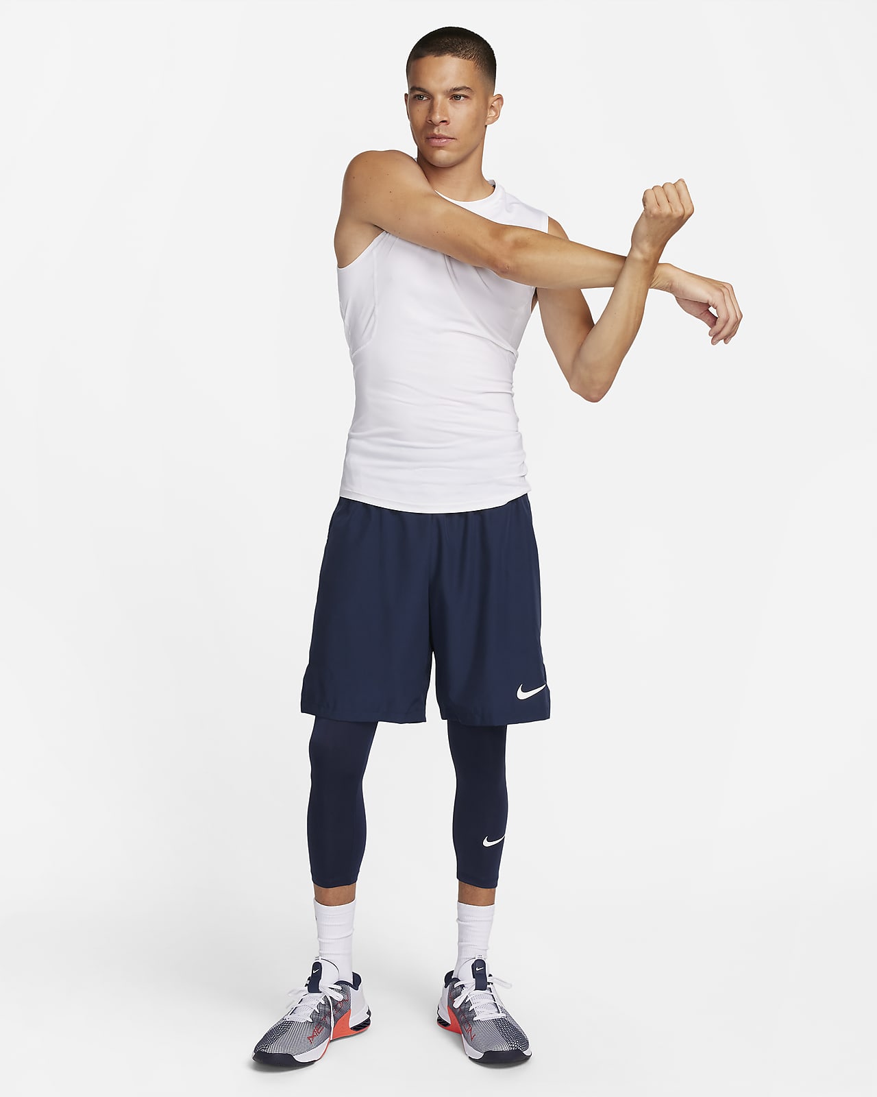  Nike Men's Pro 3qt Tight (White/Pure Platinum/Black, Large) :  Clothing, Shoes & Jewelry