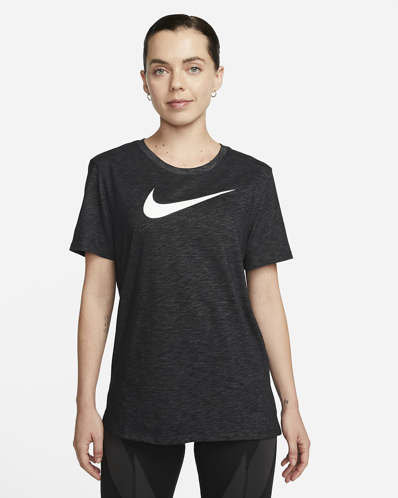 Womens Medium Active Nike Shirt Black Dri Fit Workout Top