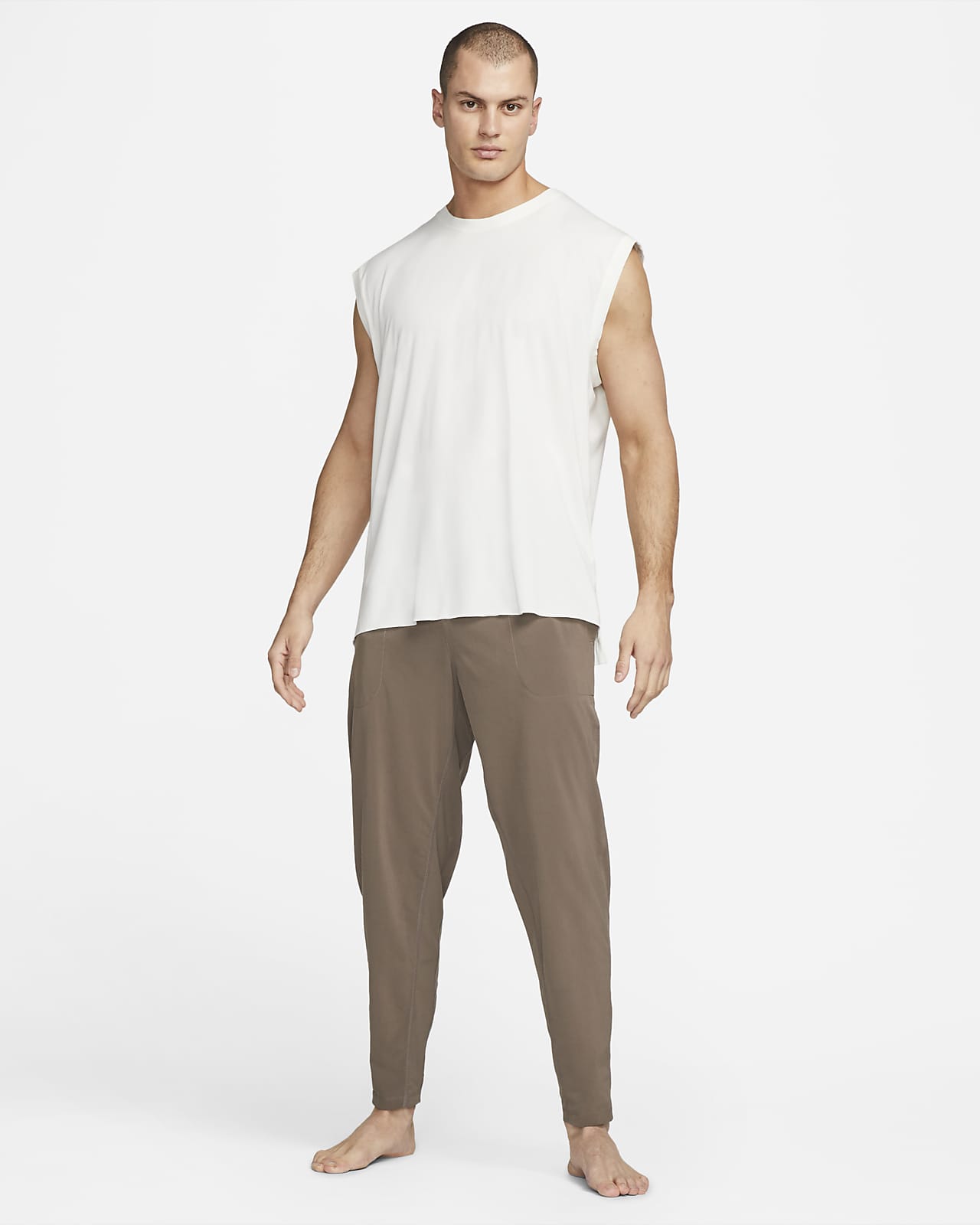 Nike Dri Fit High-Neck Yoga Sleeveless T-Shirt Grey