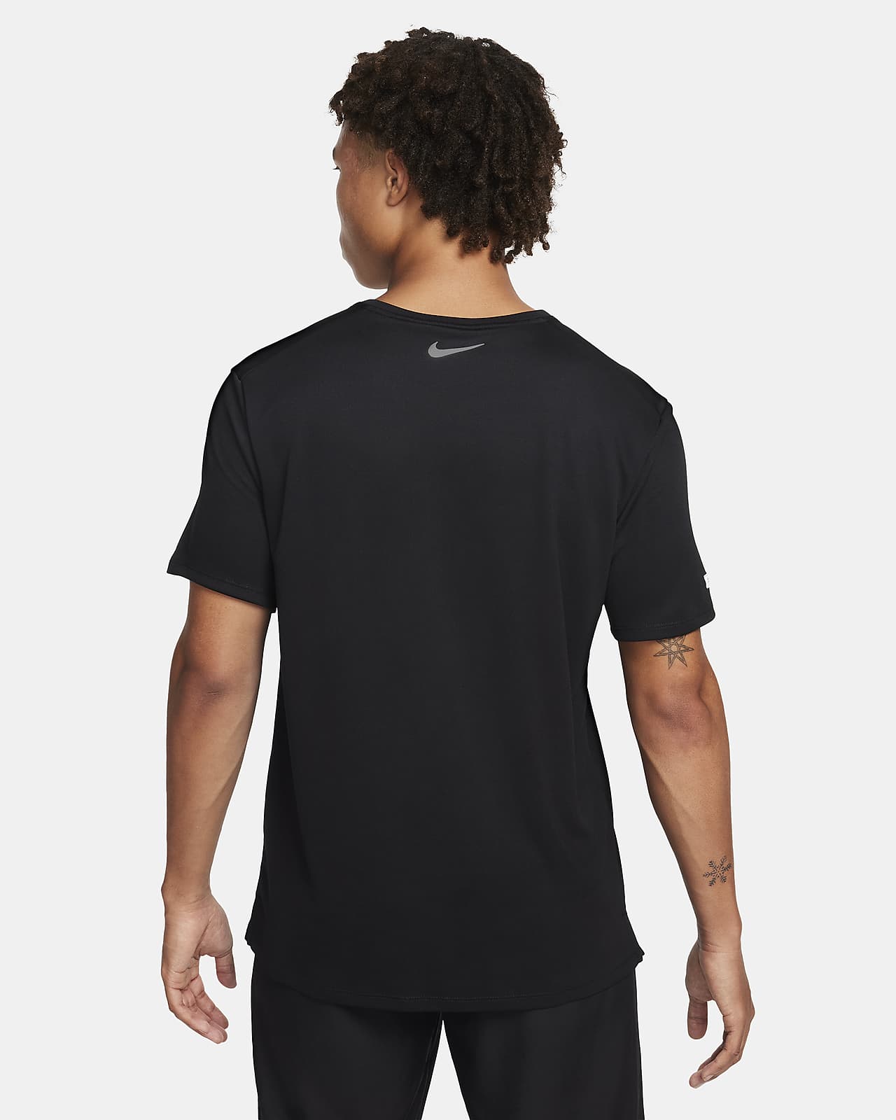 Nike Men Miler Dri-Fit UV Shirts Running Black Tee Top Shirt Jersey  FB7071-010
