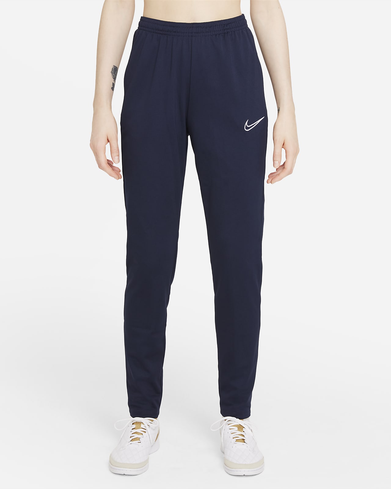 Nike Dry Academy 21 Knit Soccer Pant Women's M Navy Blue CV2665 Dri-Fit  White