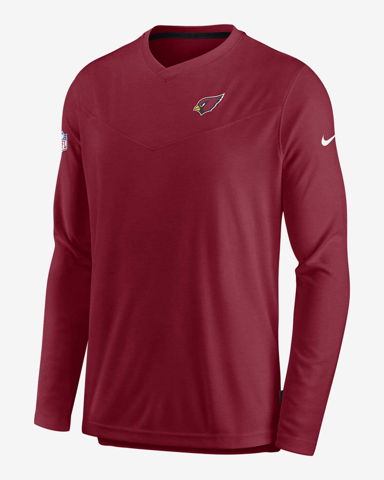 Men's Nike Cardinal Arizona Cardinals Sideline Coach Chevron Lock Up Long Sleeve V-Neck Performance T-Shirt Size: Large