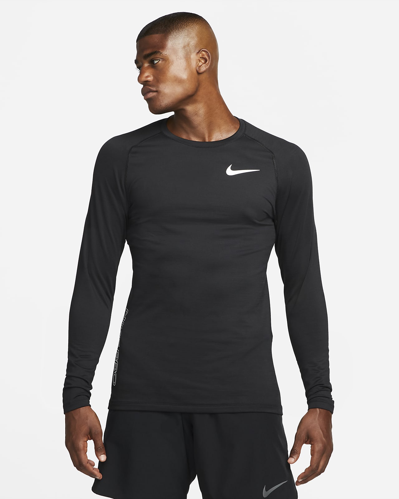 Langærmet Nike Pro-crewtrøje til mænd