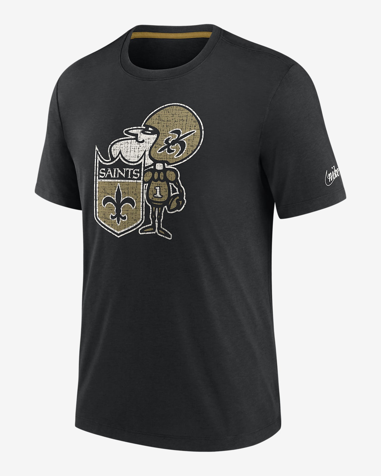 New Orleans Saints Men's Black and Gold Causal T-shirt