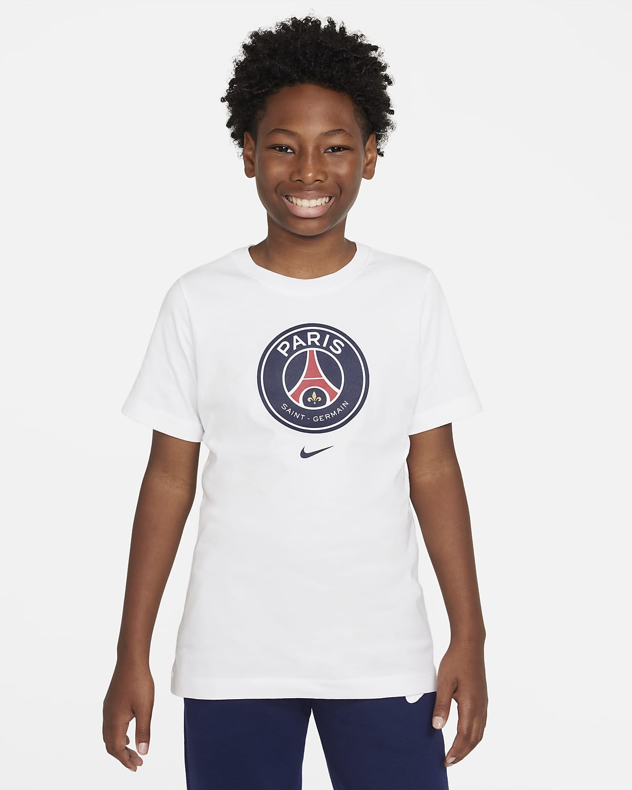 Paris Saint-Germain Crest Older Kids' Football T-Shirt. Nike LU