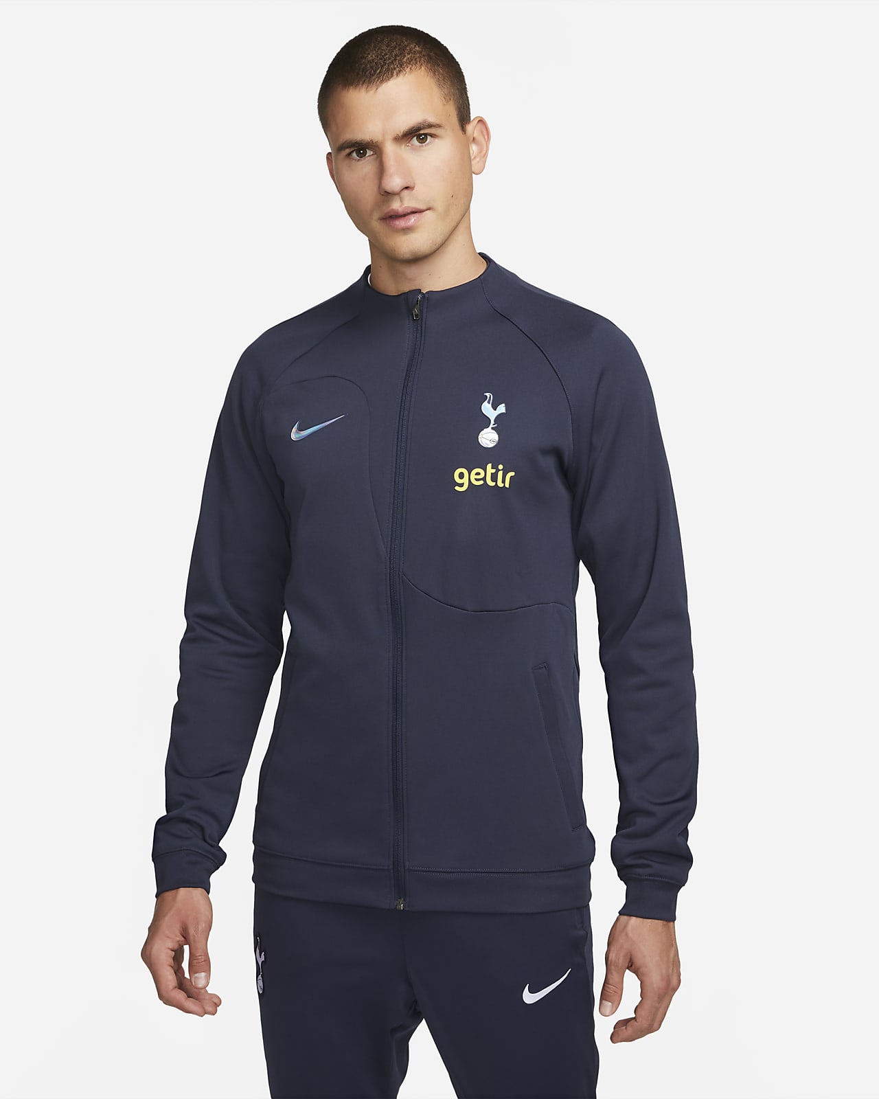 Stickad fotbollsjacka Tottenham Hotspur Academy Pro Nike med hel dragkedja för män