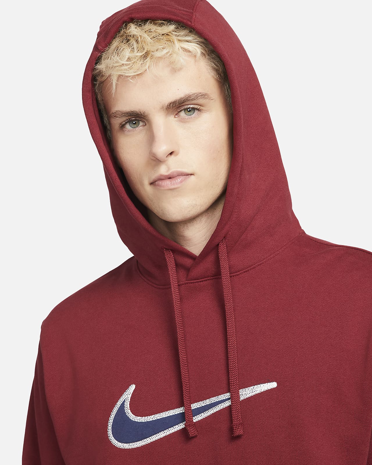 nike men's sportswear swoosh pullover hoodie red