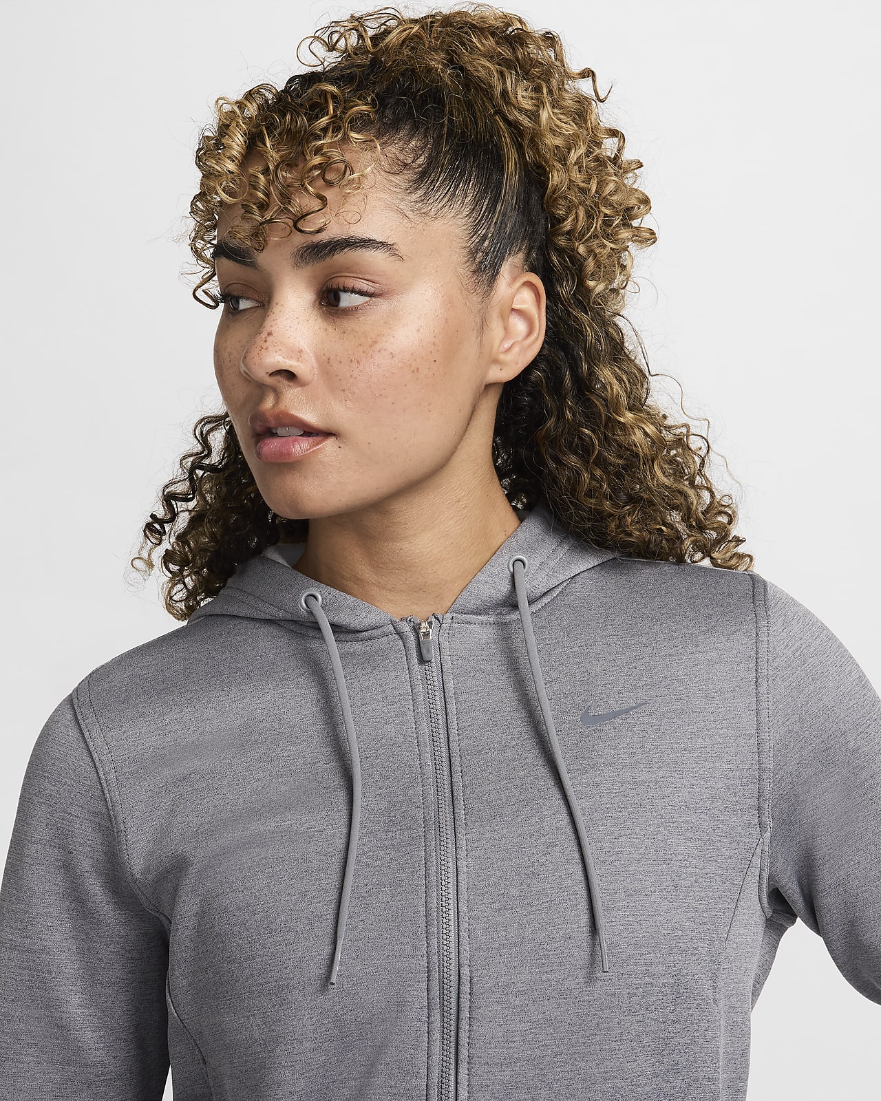 Nike Women's NSW Fleece Hoodie Full Zip Varsity, Birch Heather