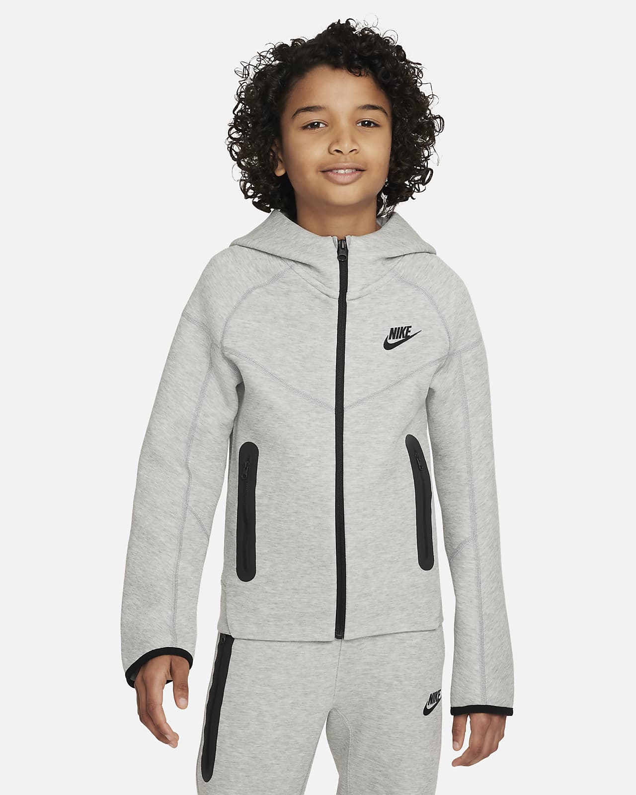 Μπλούζα με κουκούλα και φερμουάρ σε όλο το μήκος Nike Sportswear Tech Fleece για μεγάλα αγόρια