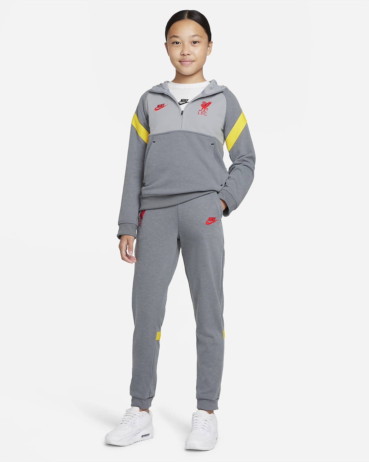 Liverpool FC Nike Dri-FIT voetbalbroek van fleece voor kids. Nike BE