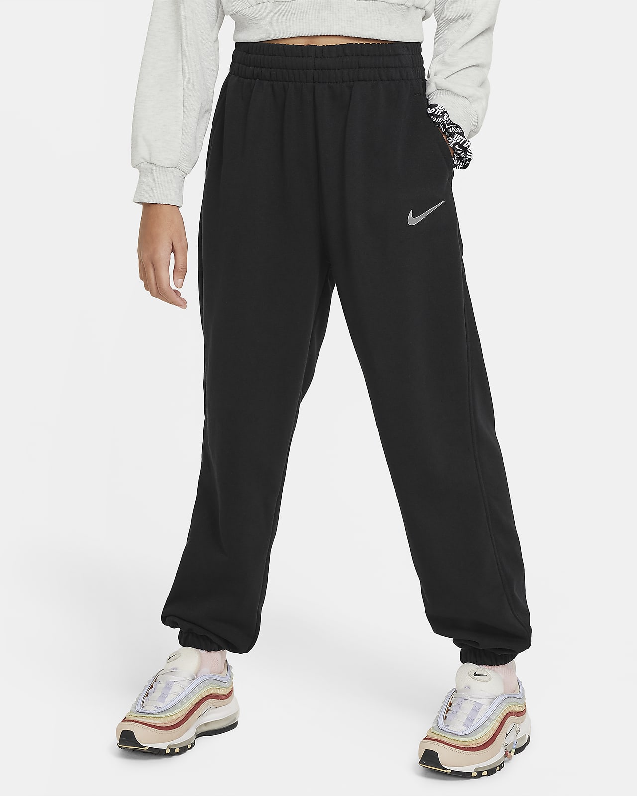 Nike DQ6809-010 Essential Loose Fit High Rise Black Fleece Jogger