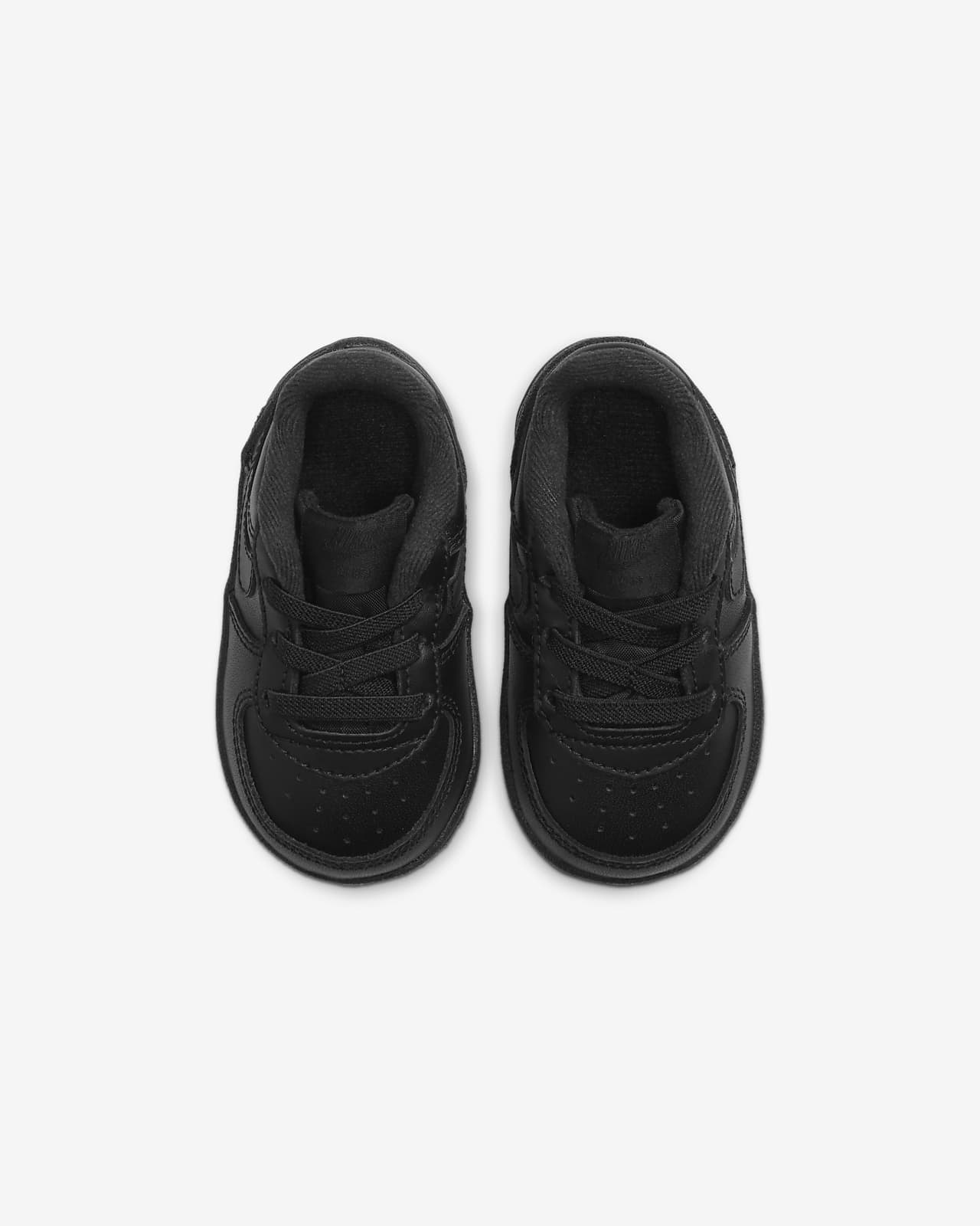 Nike Air Force 1 Crib Shoes Soft Bottom Baby Size 2C Triple Black OG Leather