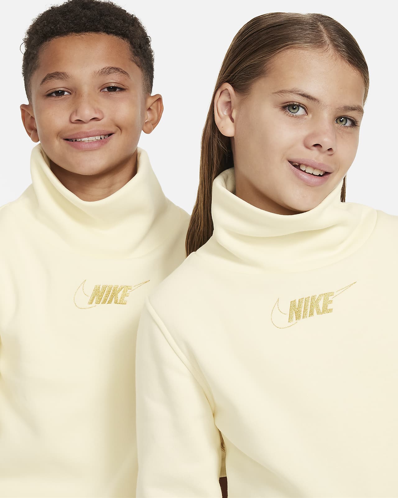 Nike Big (Girls\') Kids\' Funnel-Neck Fleece Club Sportswear Top. Long-Sleeve