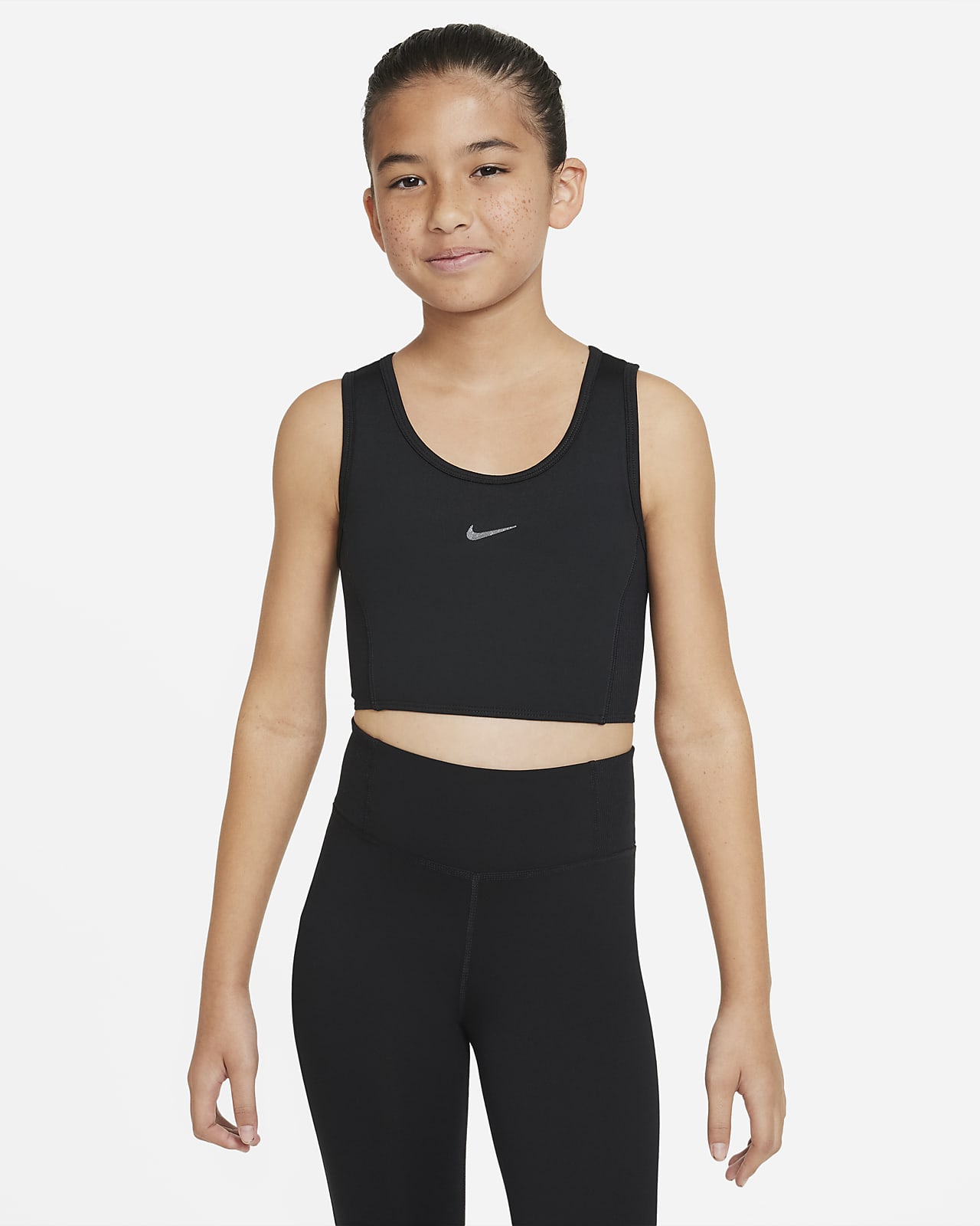 Nike, Yoga Crop Tank Top Womens, Black/Grey