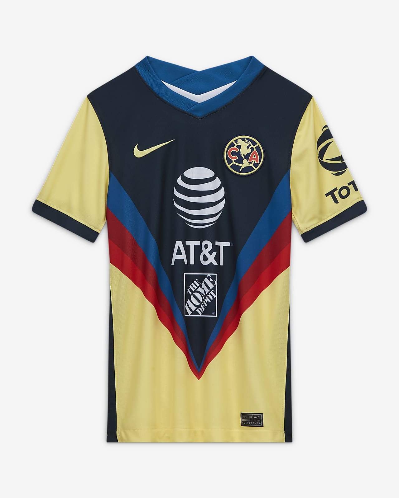 Camiseta de fútbol de local para niños talla grande Stadium del Club  América 2020/21. Nike.com
