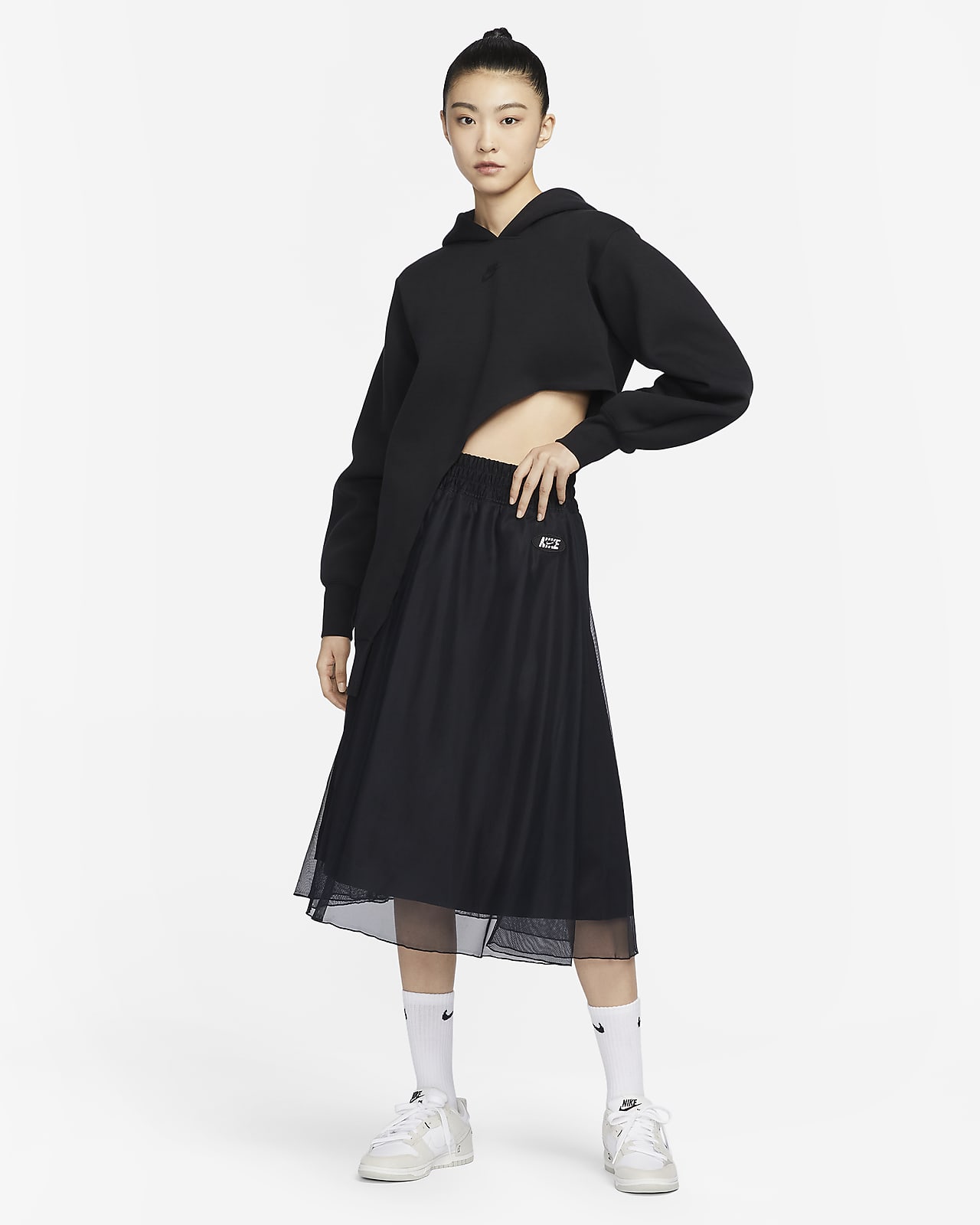Asymmetrical fleece discount hooded skirted coat