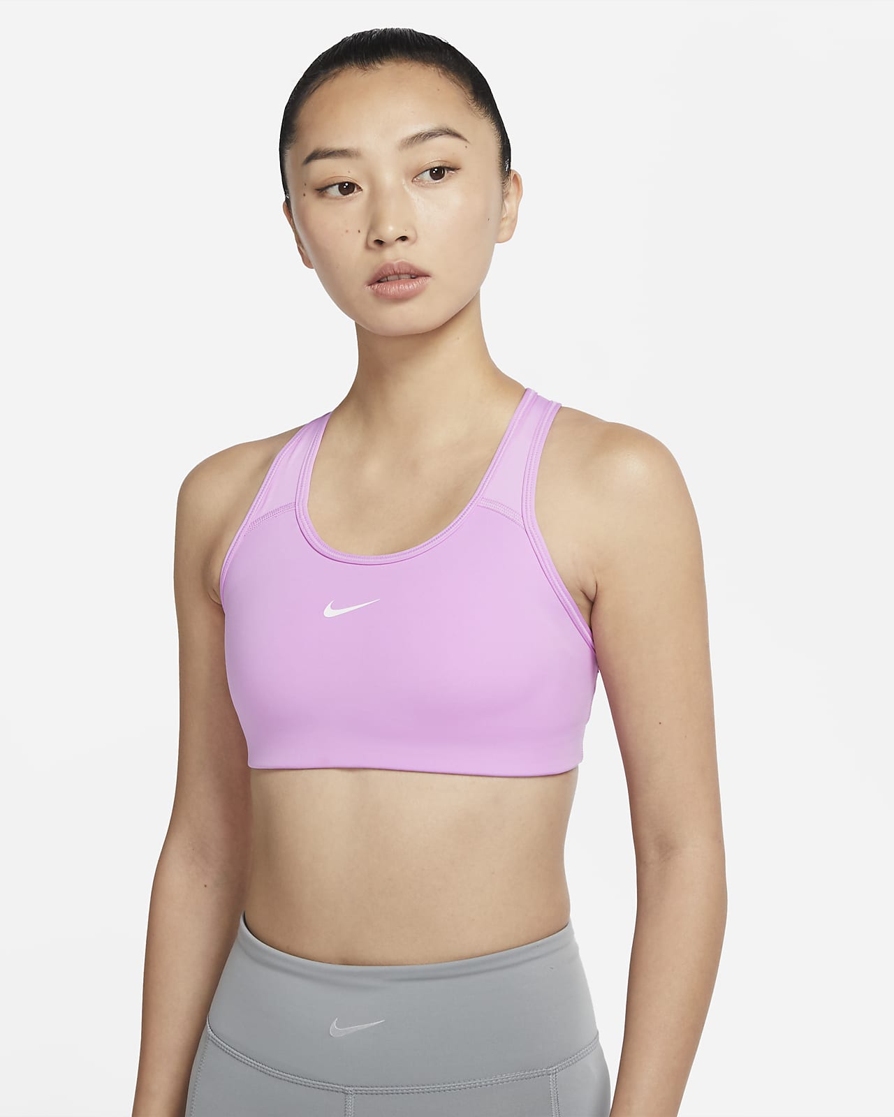 NIKE Nike Swoosh Women's Medium-Support 1-Piece Pad Sports Bra, Pastel pink  Women's Sports Bras