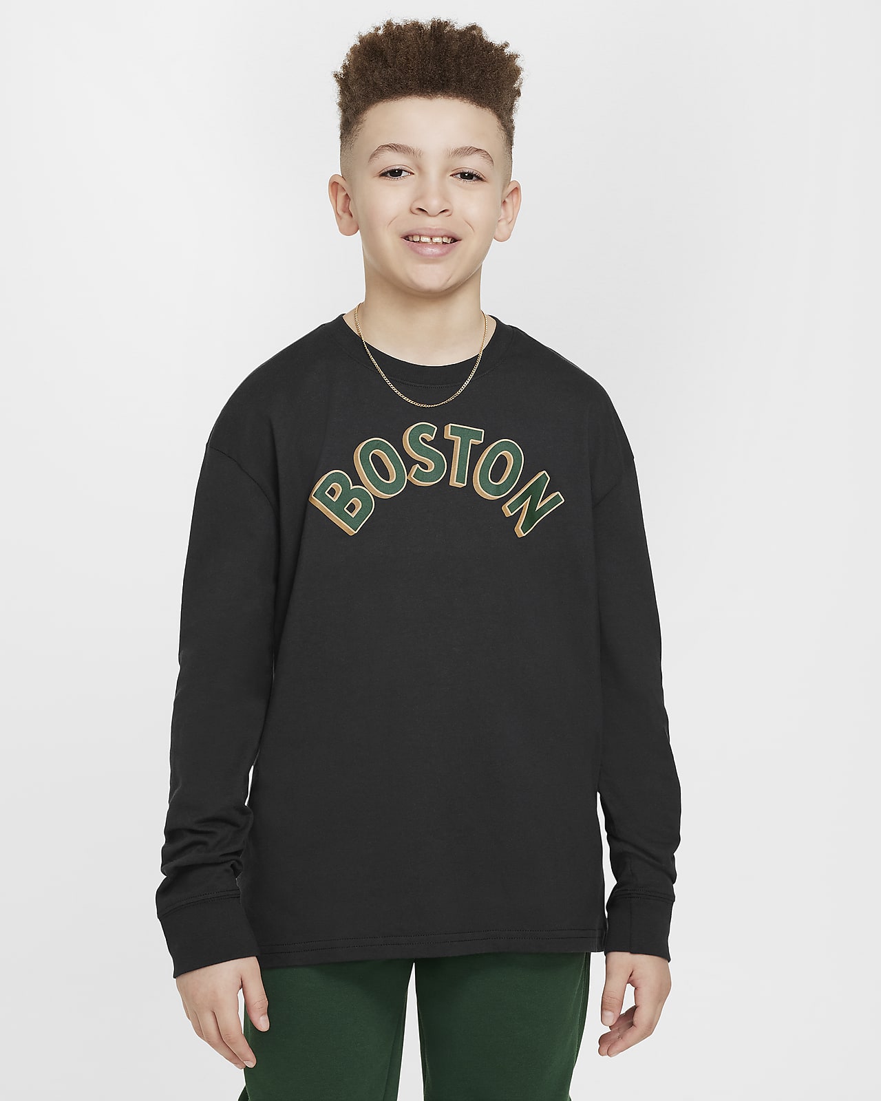 Langærmet Boston Celtics 2023/24 City Edition Nike NBA Max90-T-shirt til større børn