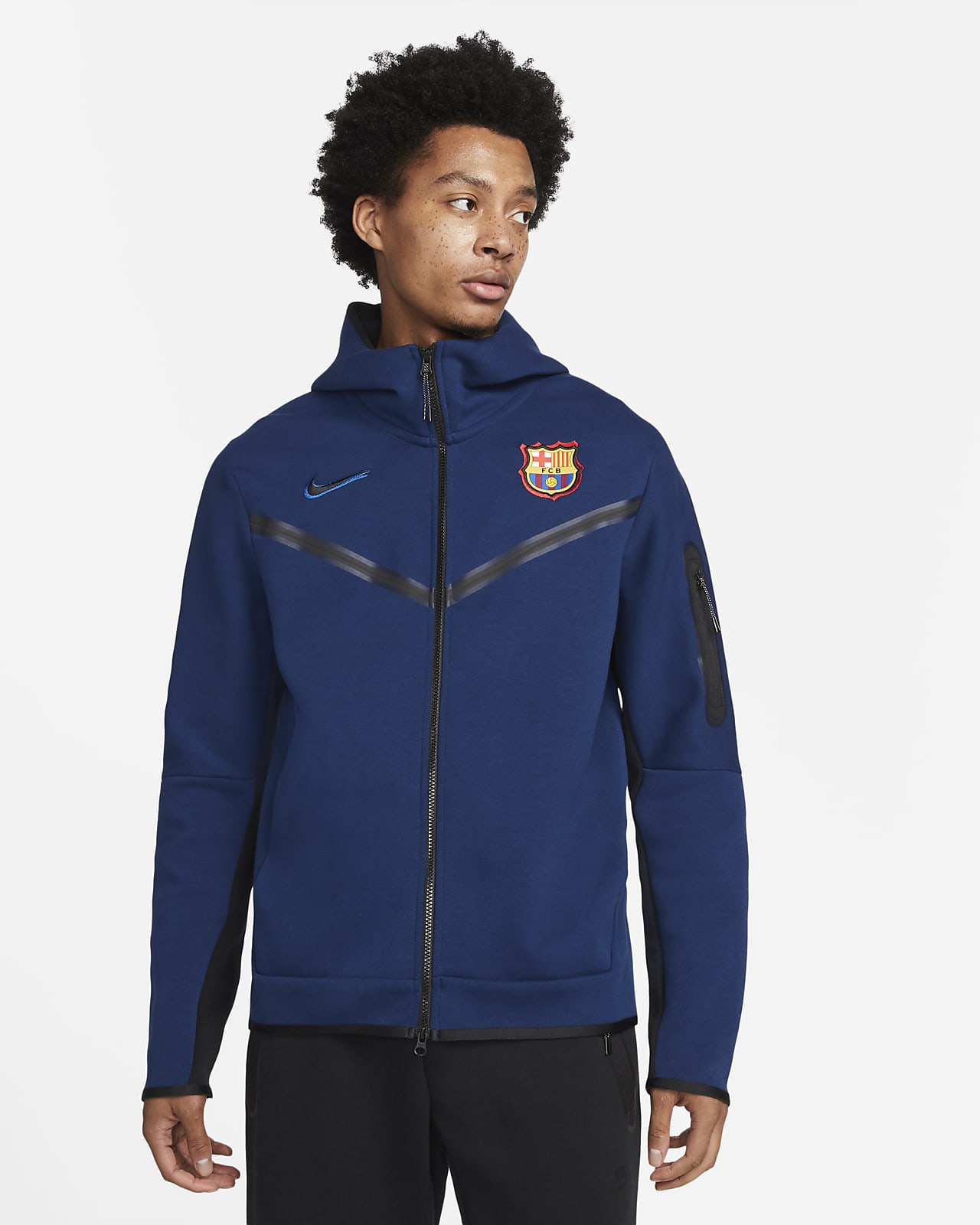 Sudadera con gorro de cierre completo para niños talla grande FC Barcelona Tech Fleece Nike.com