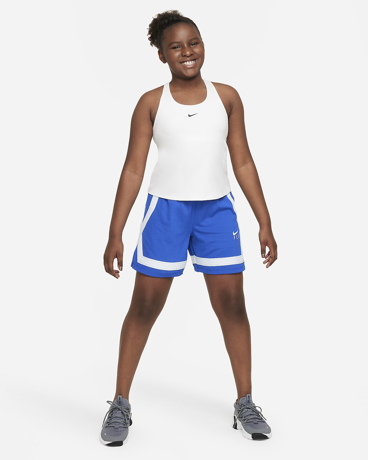 Nike Girls Dri-FIT Swoosh Tank Sports Bra White XS