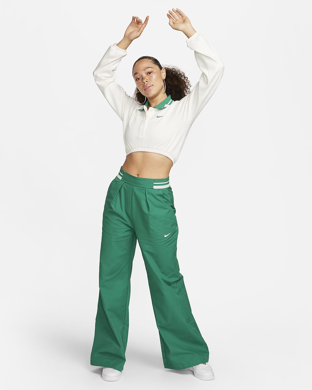 Nike Sportswear Collection Women\'s Cropped Polo. Long-Sleeve