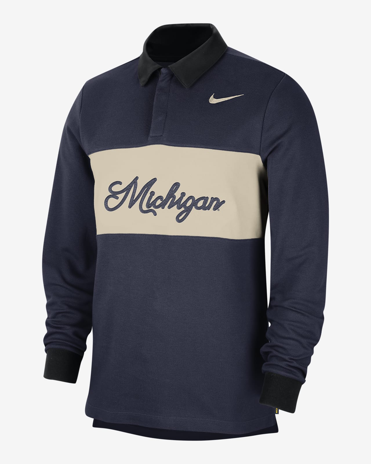 Polo universitaria de manga larga Nike Dri-FIT para hombre Michigan