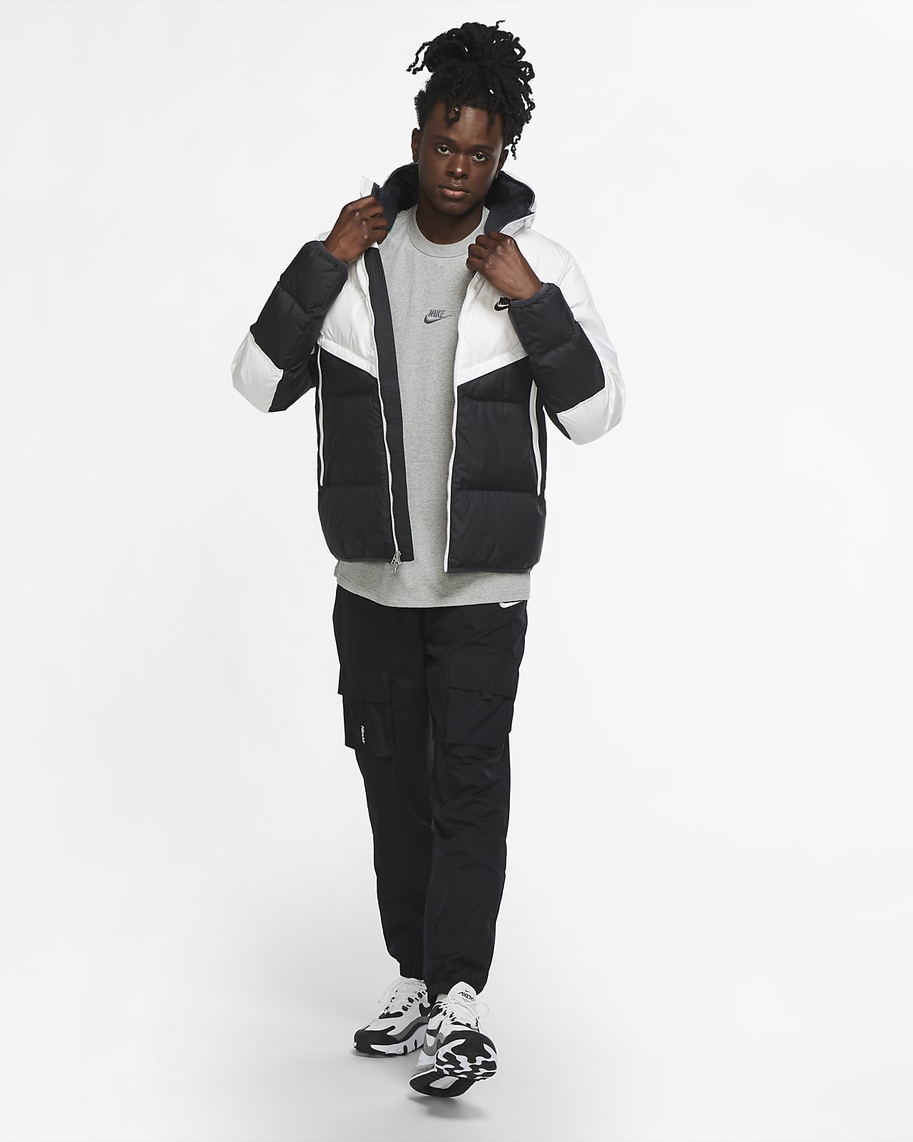 nike sportswear windrunner black and white