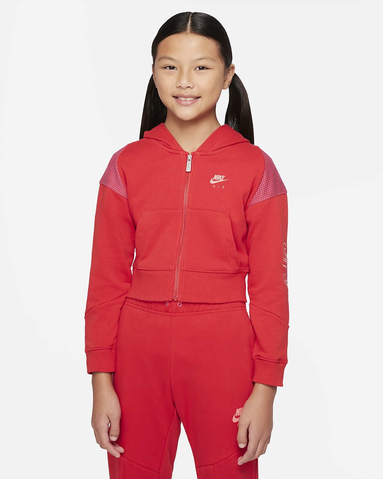 Nike Air French-Terry-Hoodie mit durchgehendem Reißverschluss für ältere Kinder (Mädchen)